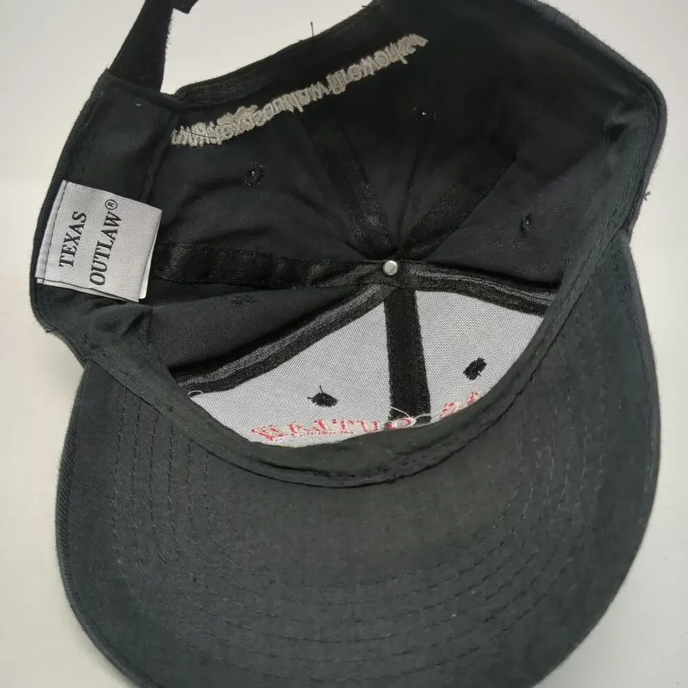Texas Outlaw Baseball Cap Black One Size Fireworks Mascot Strapback Hat Logo